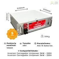 Bateria Solar de Lítio 100Ah 4,8kWh 48V Unipower – UPLFP48 - Foto 3