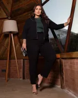 Conjunto Jaqueta Calça Tricot Diva's Voga Preto - Foto 3