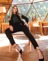 Conjunto Jaqueta Calça Tricot Diva's Voga Preto - Foto 9