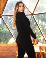 Conjunto Jaqueta Calça Tricot Diva's Voga Preto - Foto 10