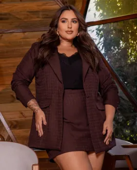 Conjunto Alfaiataria Blazer Saia Shorts Diva