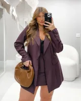 Conjunto Alfaiataria Blazer Saia Shorts Diva's Voga Vinho Borgonha - Foto 6