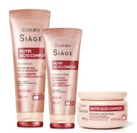 Combo Eudora SiàgeNutri Acid Complex: Shampoo 250ml + Condicionador 200ml + Máscara 250g.