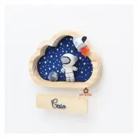 Cópia de Astronauta + Planeta Terra + Foguete - Nuvem P - Porta Maternidade - Foto 2