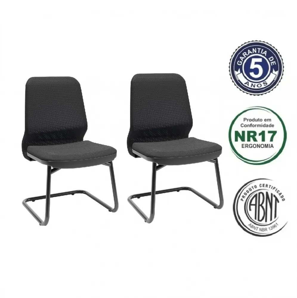 Kit com 2 Unidades Cadeira Aproximação Fluidy Tela Estrutura Sky
