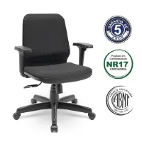 Poltrona Diretor Fluidy Tela Mecanismo Relax Base Standard com Braços Reguláveis