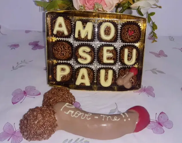 Caixa de doces Amo seu Pau + Orgão de Chocolate Masculino