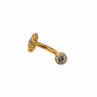 Banana Bell em Titânio INDIANO PVD GOLD FLOATING 1.6mm com Pedra Zircônia  TIT22 - Foto 2