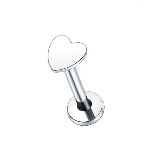 Labret em Titânio 1.2mm MINI CORAÇÃO Rosca Interna  TIT14