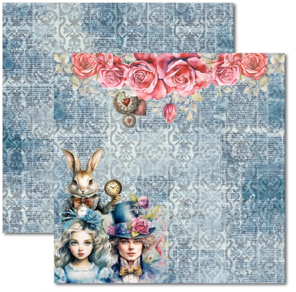 SC-948- Alice 1- Papel para Scrapbook Dupla Face