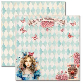 SC-955- Alice 8- Papel para Scrapbook Dupla Face 