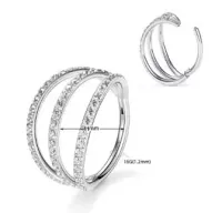 Argola CONCH TRIPLE RING  em TITÂNIO com Pedras CRAVEJADAS 624