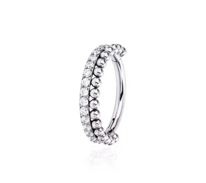 Argola CLICKER INDIANO  em TITÂNIO SURGICAL de Pedra CRAVEJADAS 658 Imagem
