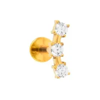 Labret CLUSTER SLIM em TITÂNIO PVD GOLD TRIO Ponto de Luz 743