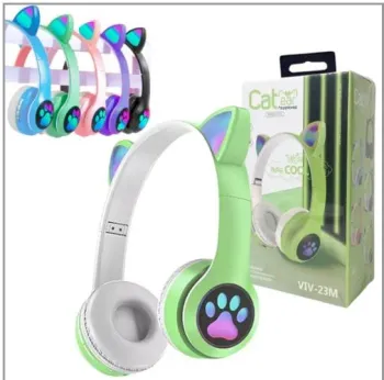 FONE DE OUVIDO BLUETOOTH CAT/GATO SD/FM HEADSET VIV-23M