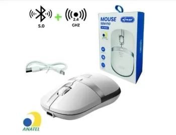 MOUSE OPTICO SEM FIO WIRELESS+BLUETOOTH 5.0 KNUP 2400 DPI RECARREGAVEL 6 BOTOES KP-MU022