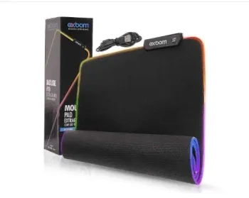 MOUSE PAD 30X80CM EXBOM COM BORDA DE LED RGB 7 CORES CABO 1M MP-LED3080