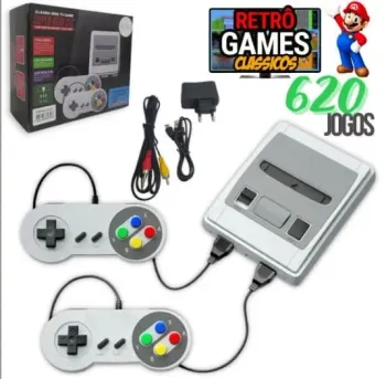 VÍDEO JOGO SUPER MINI RETRO 620 JOGOS 8 BITS COM 2 GAMEPAD SFC620
