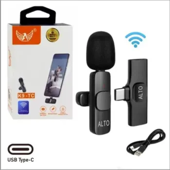 MICROFONE DE LAPELA SEM FIO RECARREGAVEL TIPO C ALTOMEX K9-TC