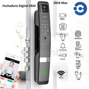 Fechadura Biométrica WIFI  S924 WIFI Digital com Câmera 