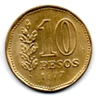 Argentina - 1977 - 10 Pesos - Comemorativa - Admiral G. Brown Bicentennial - Mbc