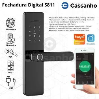 Fechadura Biométrica App Wifi S811 - Vidro Temperado 