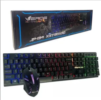 TECLADO PARA PC + MOUSE COM FIO (COMBO GAMER) VERDE JP-134