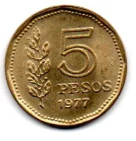 Argentina - 1977 - 5 Pesos - Comemorativa - Admiral G. Brown Bicentennial