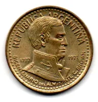 Argentina - 1977 - 5 Pesos - Comemorativa - Admiral G. Brown Bicentennial - Foto 2