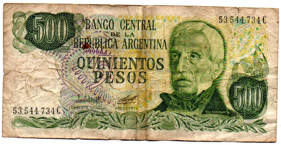 Argentina - 500 Pesos - Cédula Estrangeira - UTG - Rasgada