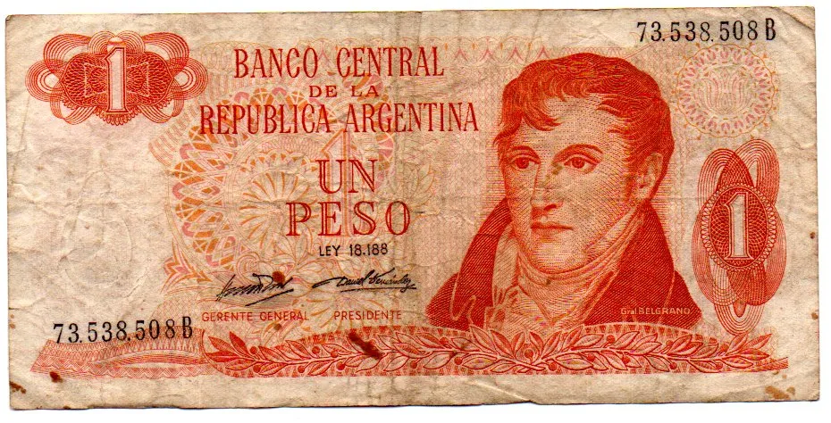 Argentina - 1 Peso - Cédula Estrangeira - BC Imagem