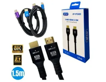 CABO HDMI 2.1 8K ULTRA HD 1.5M 19 PINOS +1 TERRA KNUP KP-YP5005