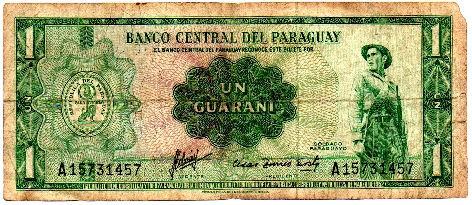 Paraguai - 1 Guarani - Cédula Estrangeira - UTG
