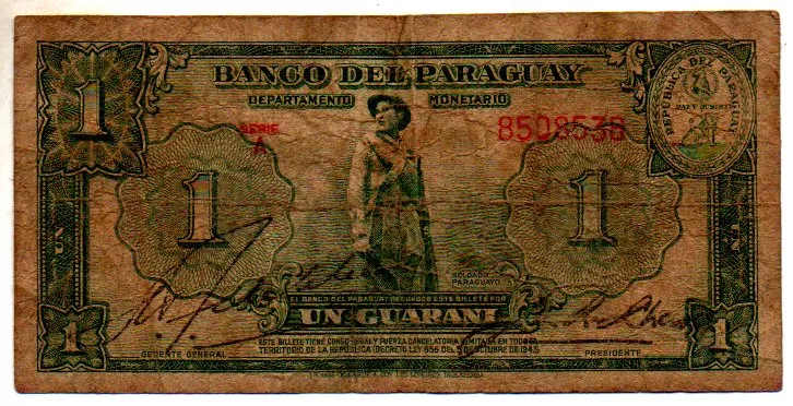 Paraguai - 1 Guarani - Cédula Estrangeira - BC