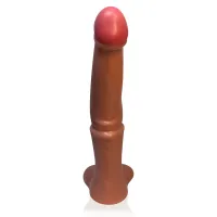  Pênis Poseidon 41x8,5cm com Ventosa Gigantesco Grosso Flexível com Escroto Marrom - Foto 3
