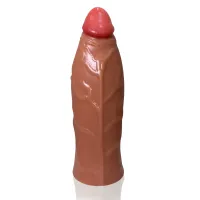  Pênis Zeus 31 x 10cm Com Ventosa Gigante Grosso e Flexível Marrom - Foto 3