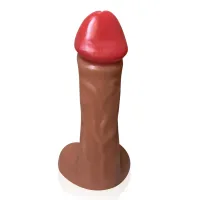  Pênis Thanos 28x8,2cm Com Ventosa Gigante Grosso Flexível e Escroto Marrom - Foto 3