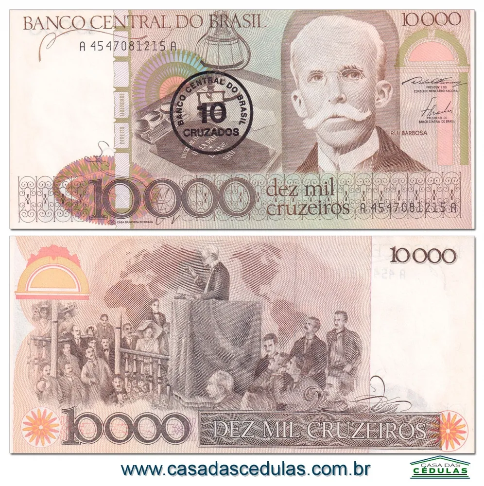C177 - 10 Cruzados - c/carimbo  (Rui Barbosa)  - Fe
