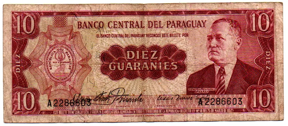 Paraguai - 10 Guaranies - Cédula Estrangeira - BC