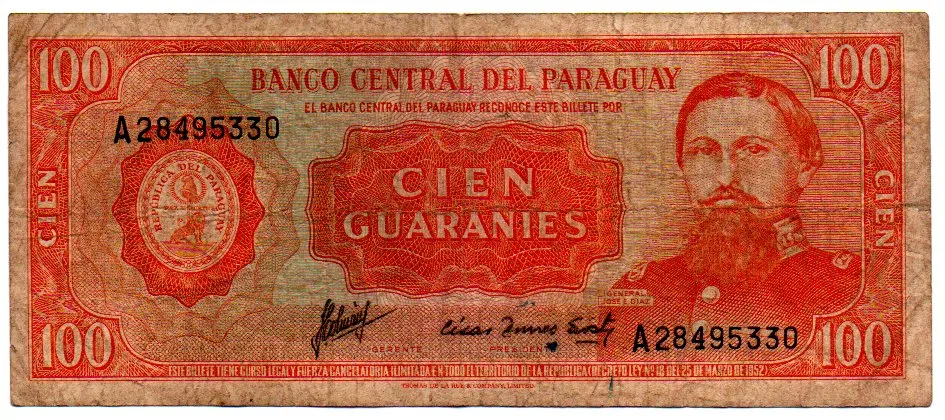 Paraguai - 100 Guaranies - Cédula Estrangeira - UTG