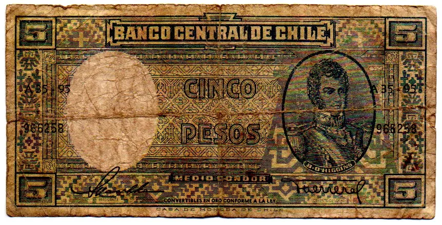 Chile - 5 Pesos - Cédula Estrangeira - R