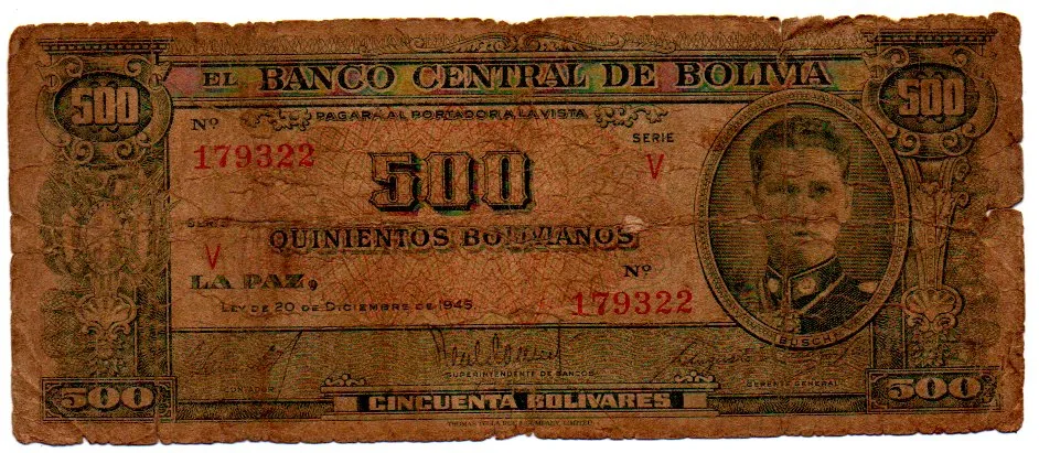 Bolívia - 500 Bolivianos - Cédula Estrangeira - UTG