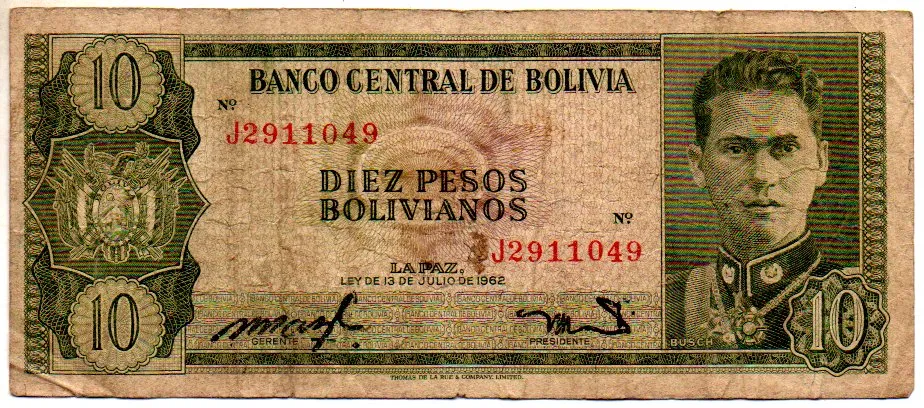 Bolívia - 10 Bolivianos - Cédula Estrangeira - BC