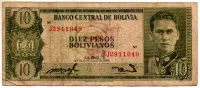 Bolívia - 10 Bolivianos - Cédula Estrangeira - BC