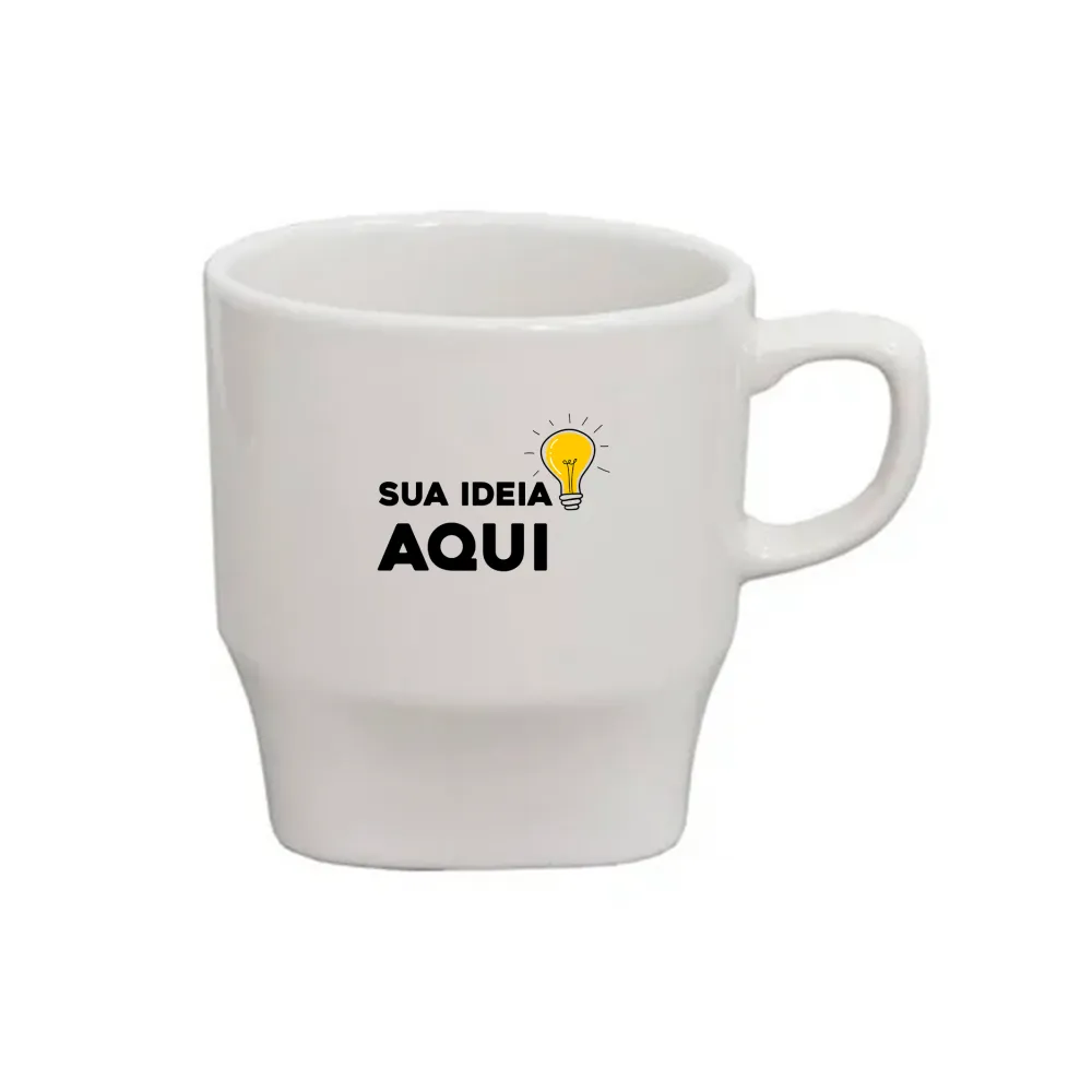 Caneca Perla Curvada  de Cerâmica Branca 240ml Imagem
