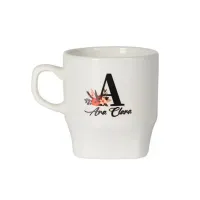 Caneca Perla Curvada  de Cerâmica Branca 240ml - Foto 3