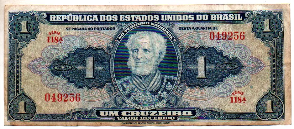 C009 - 1 Cruzeiro - 1° Estampa - Série 118 - Autografada / Assinada a Mão - Marquês de Tamandaré - Data: 1944 - BC