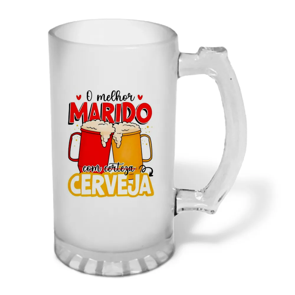 Caneca de Chopp em Vidro Jateado Personalizada 460ml - várias artes a sua escolha!