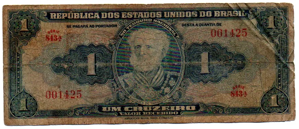 C009 - 1 Cruzeiro - 1° Estampa - Série 813 - Autografada / Assinada a Mão - Marquês de Tamandaré - Data: 1944 - R