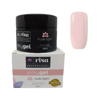 RISA - Polygel Nude Light - Para Alongamento Unhas - Hipoalergênico - Pote 30g